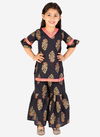 Navy Colour KID1 Zohra block print sharara Suit Kids Collection K20EG114NV
